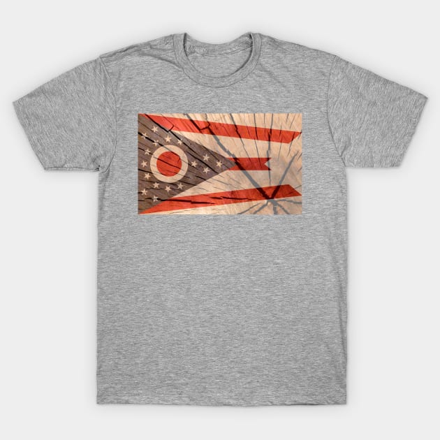 Ohio State Wood Flag T-Shirt by DrPen